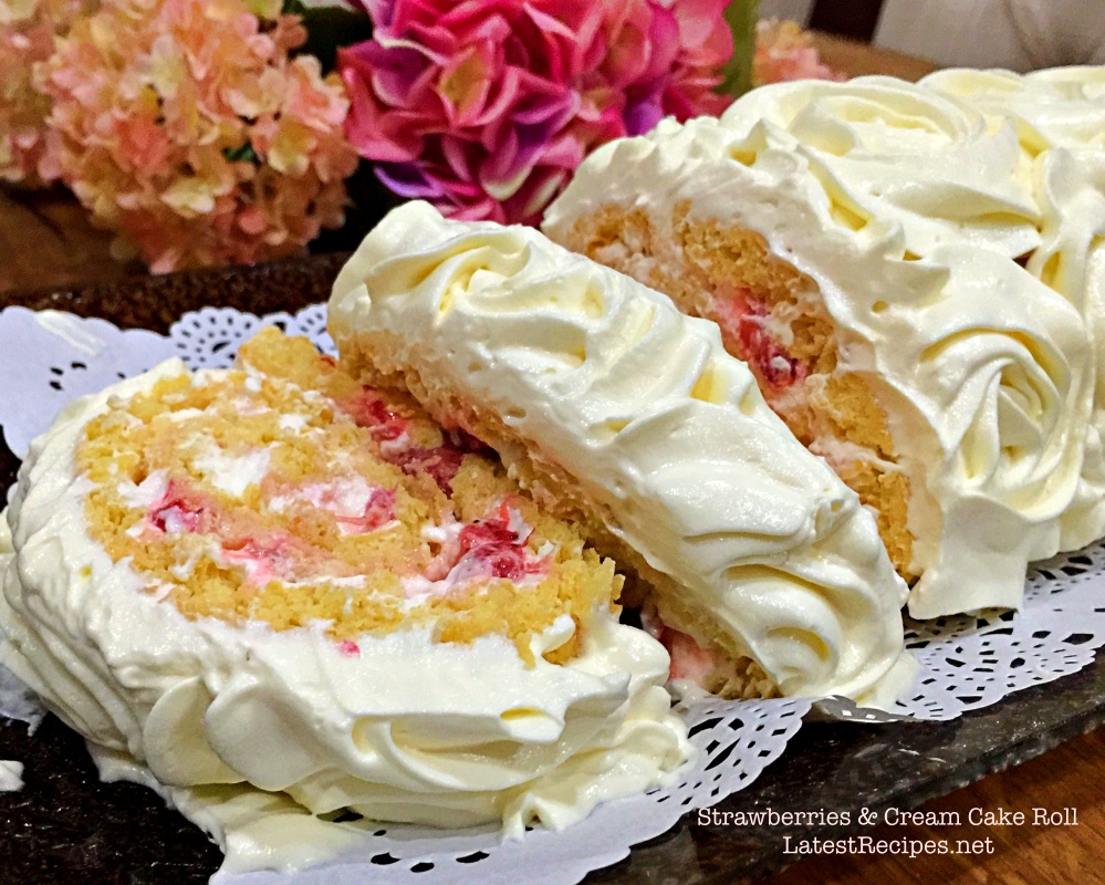 Strawberries & Cream Cake Roll Latest Recipes