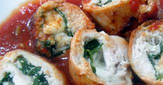 Chicken Scallopine with Spinach and White Cheese