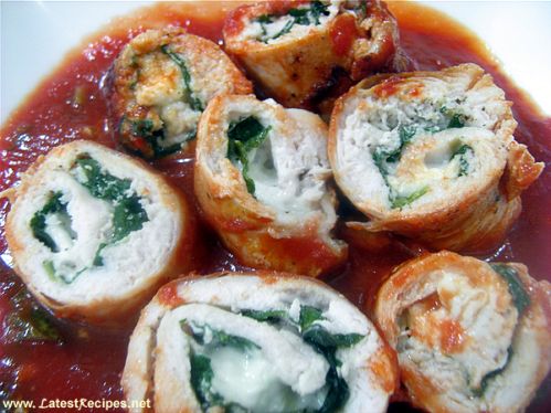 Chicken Scallopine with Spinach and White Cheese