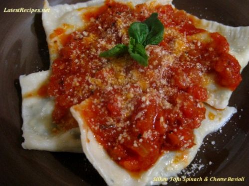 Cheesy Spinach and Silken Tofu Ravioli