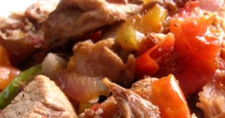 Sauteed Grilled Pork with Green Chillies and Tomatoes