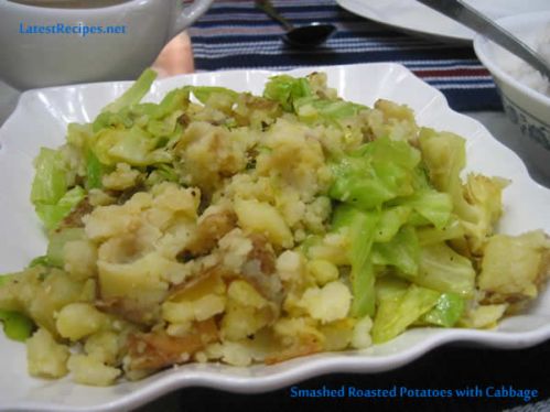 Smashed Roasted Potatoes with Cabbage